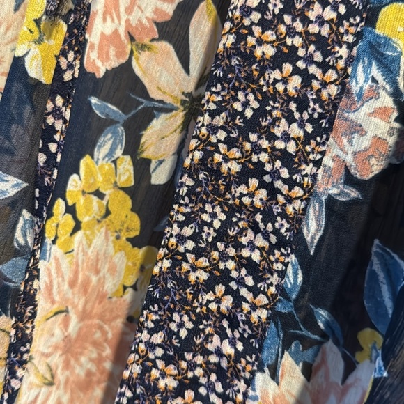 floral kimono long cover-up duster wide arm semi sheer - Picture 4 of 5